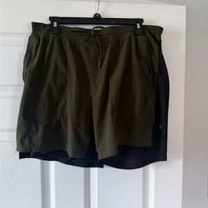 lululemon athletica Men's Dark Green and Black Athletic Shorts